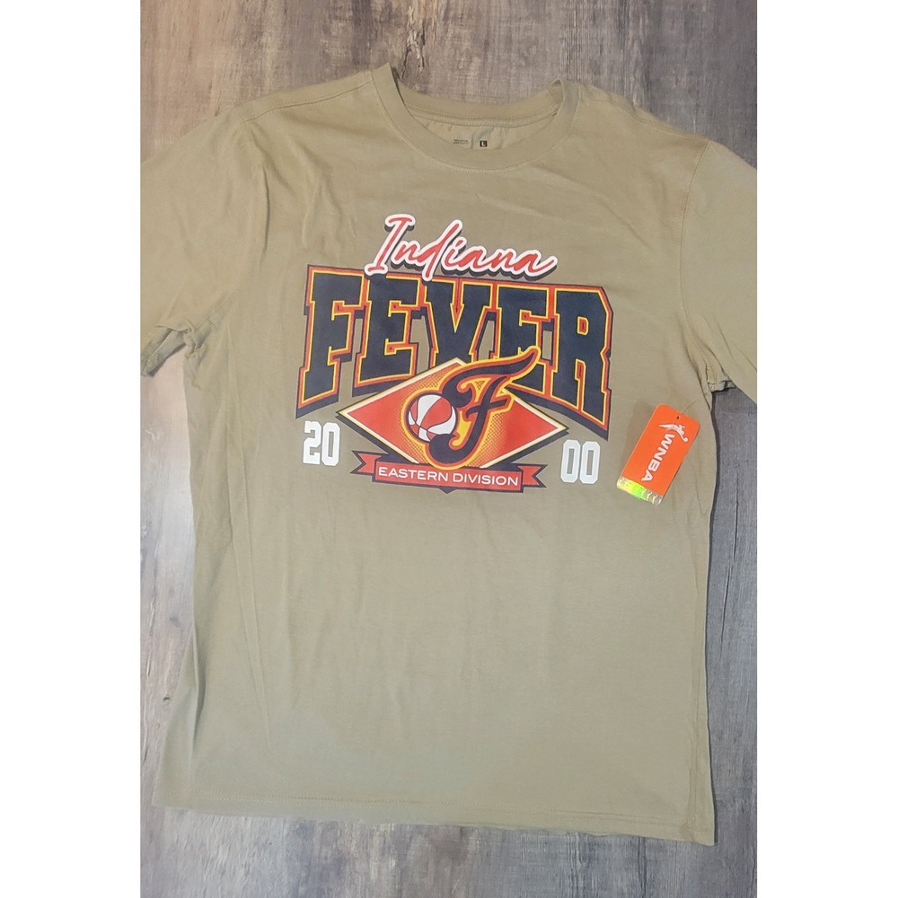 WNBA Indiana Fever T-Shirt Mens Large Tan Graphic Tee Eastern Division New